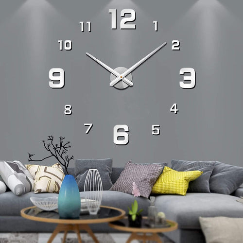 Modern DIY 3D Wall Clock Large Frameless Acrylic Mirror Surface Home Decor — Image 2